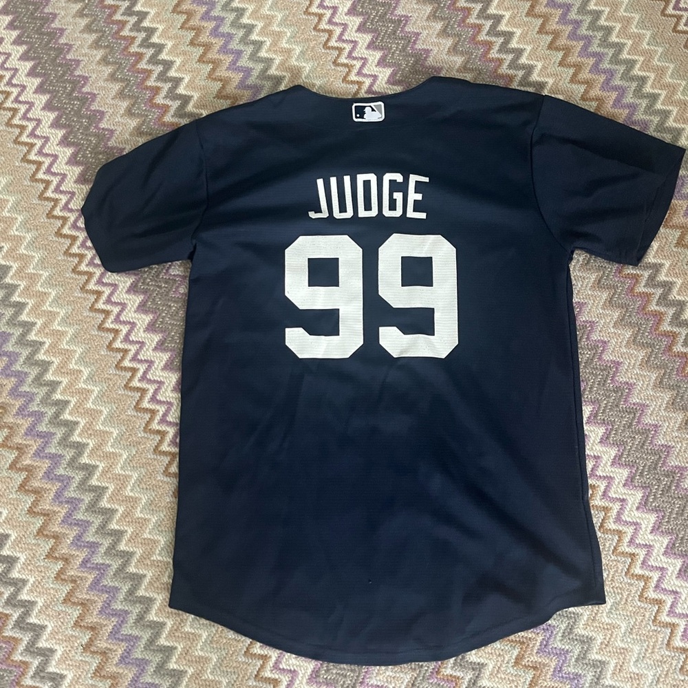 Nike Yankees Aaron Judge Navy Button-Up Jersey